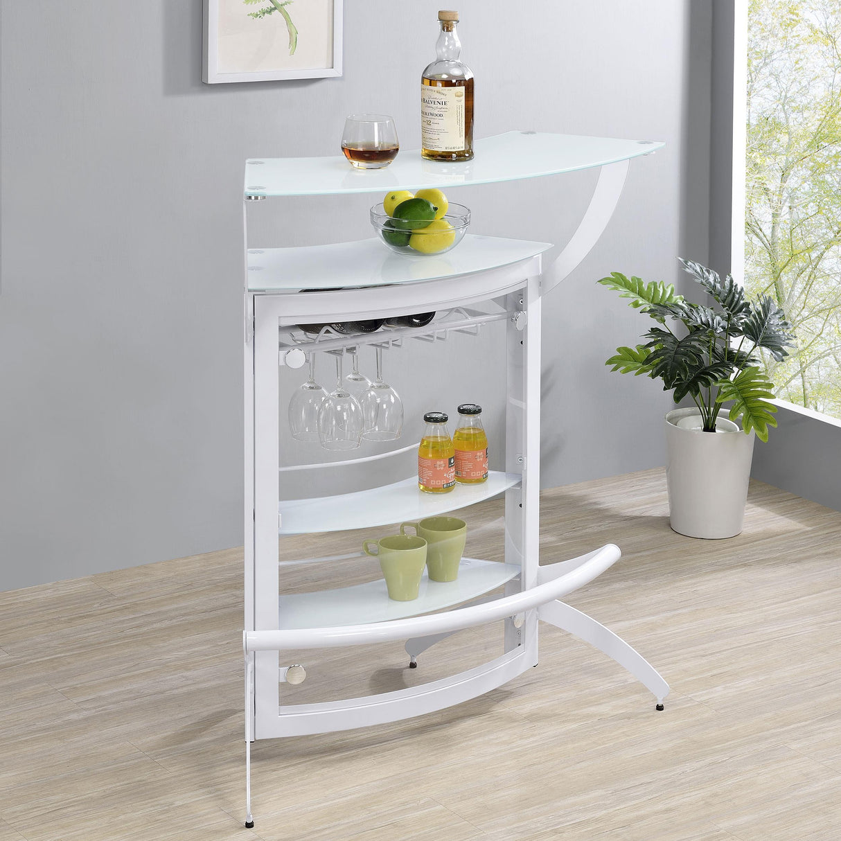 Dallas 2-shelf Home Bar White and Frosted Glass from Coaster - Luna Furniture