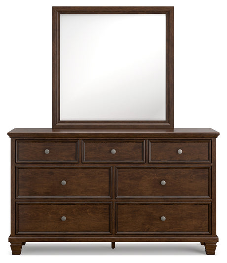 Danabrin California King Panel Bed with Mirrored Dresser and 2 Nightstands in Brown from Ashley - Luna Furniture