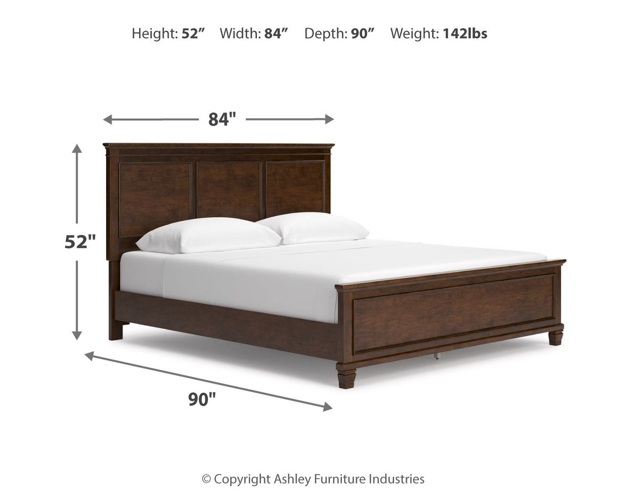 Danabrin California King Panel Bed with Mirrored Dresser and 2 Nightstands in Brown from Ashley - Luna Furniture