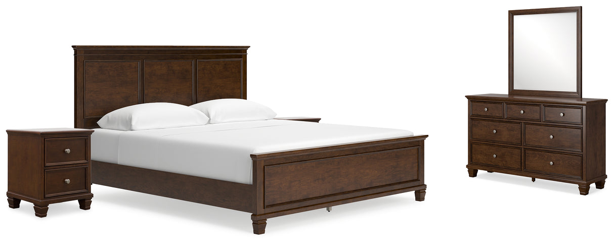 Danabrin California King Panel Bed with Mirrored Dresser and 2 Nightstands in Brown from Ashley - Luna Furniture