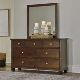 Danabrin California King Panel Bed with Mirrored Dresser and 2 Nightstands in Brown from Ashley - Luna Furniture