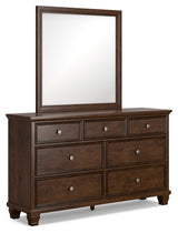 Danabrin California King Panel Bed with Mirrored Dresser and 2 Nightstands in Brown from Ashley - Luna Furniture