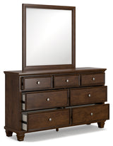 Danabrin California King Panel Bed with Mirrored Dresser and 2 Nightstands in Brown from Ashley - Luna Furniture