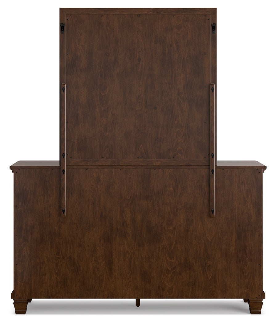 Danabrin California King Panel Bed with Mirrored Dresser and 2 Nightstands in Brown from Ashley - Luna Furniture