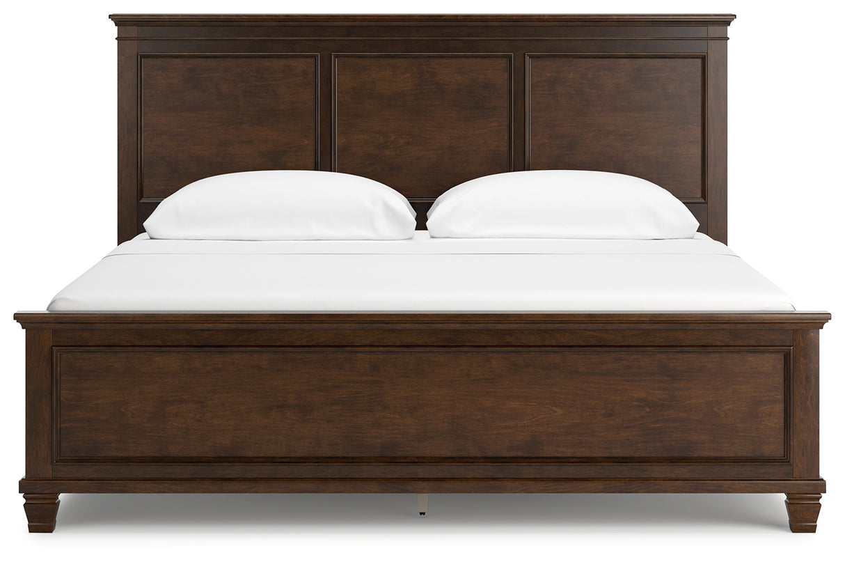 Danabrin California King Panel Bed with Mirrored Dresser and 2 Nightstands in Brown from Ashley - Luna Furniture