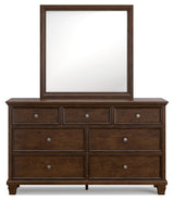 Danabrin California King Panel Bed with Mirrored Dresser and Chest in Brown from Ashley - Luna Furniture