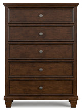 Danabrin California King Panel Bed with Mirrored Dresser and Chest in Brown from Ashley - Luna Furniture