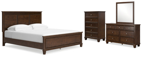 Danabrin California King Panel Bed with Mirrored Dresser and Chest in Brown from Ashley - Luna Furniture