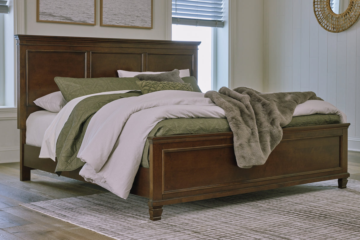 Danabrin California King Panel Bed with Mirrored Dresser and Chest in Brown from Ashley - Luna Furniture