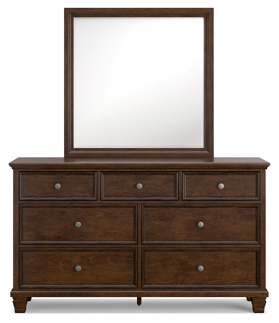 Danabrin California King Panel Bed with Mirrored Dresser and Nightstand in Brown from Ashley - Luna Furniture