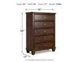 Danabrin California King Panel Bed with Mirrored Dresser, Chest and Nightstand in Brown from Ashley - Luna Furniture