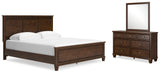 Danabrin California King Panel Bed with Mirrored Dresser in Brown from Ashley - Luna Furniture