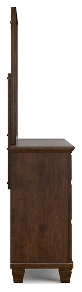 Danabrin California King Panel Bed with Mirrored Dresser in Brown from Ashley - Luna Furniture