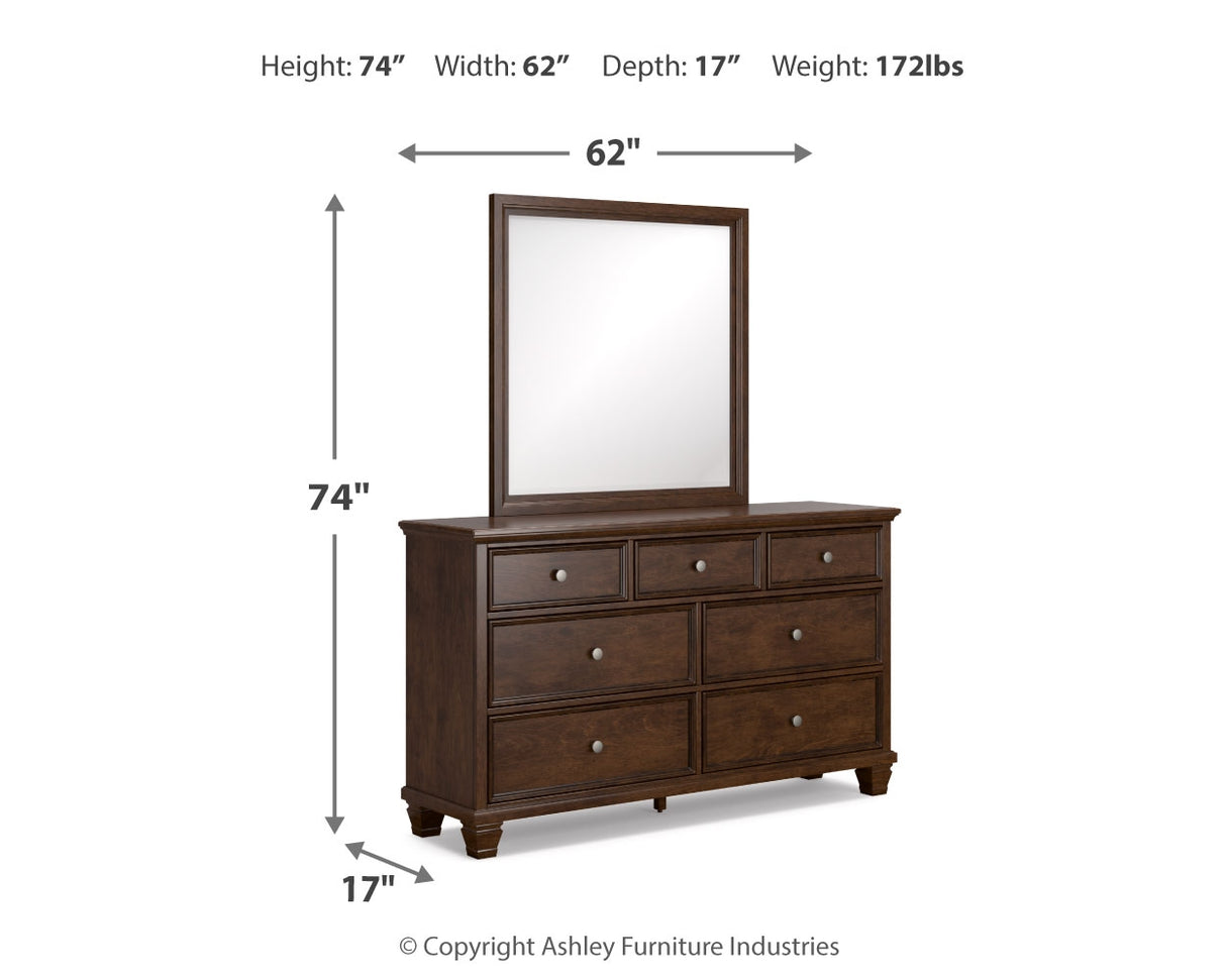 Danabrin Full Panel Bed with Mirrored Dresser and 2 Nightstands in Brown from Ashley - Luna Furniture