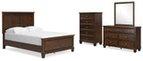 Danabrin Full Panel Bed with Mirrored Dresser and Chest in Brown from Ashley - Luna Furniture