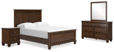 Danabrin Full Panel Bed with Mirrored Dresser and Nightstand in Brown from Ashley - Luna Furniture