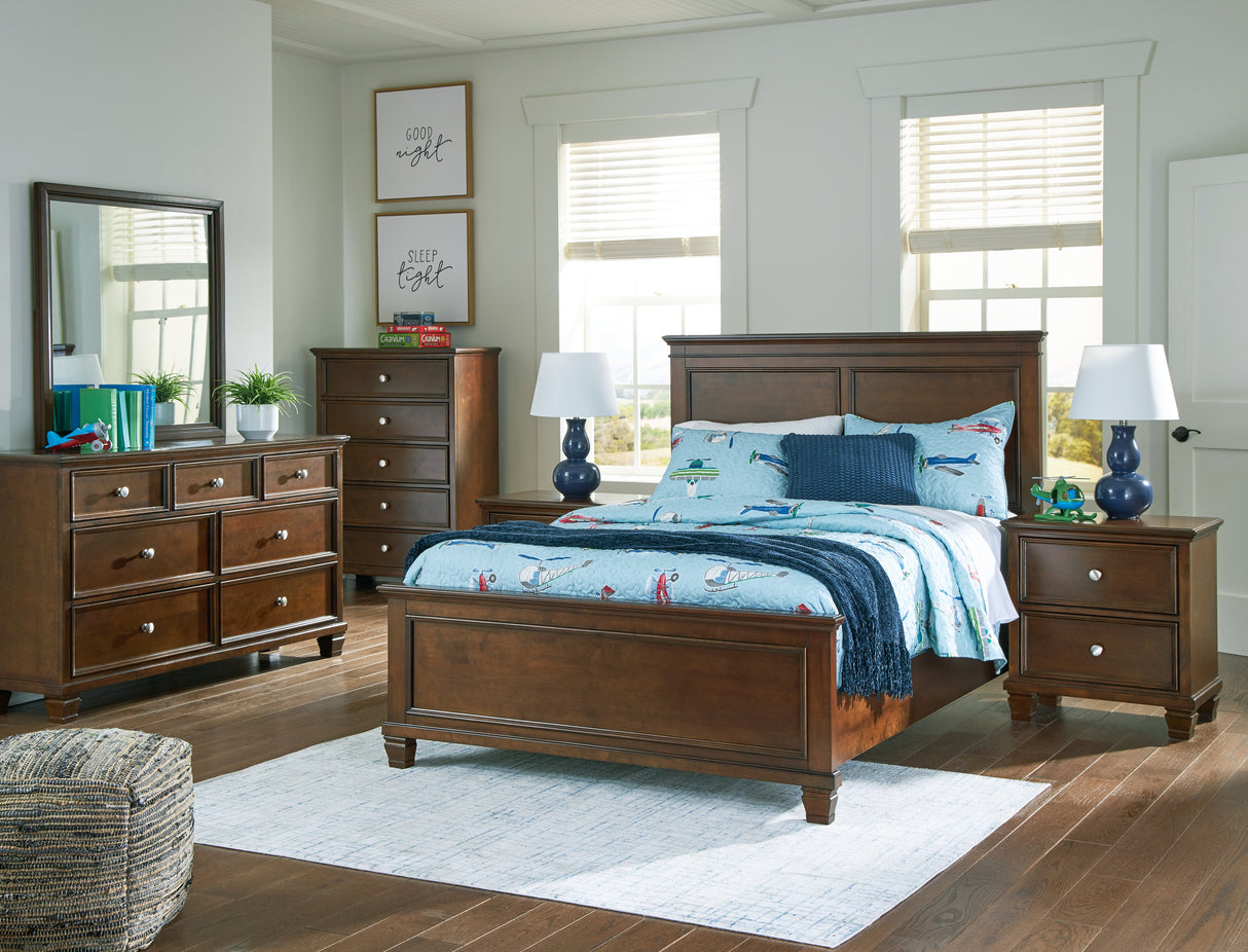 Danabrin Full Panel Bed with Mirrored Dresser and Nightstand in Brown from Ashley - Luna Furniture