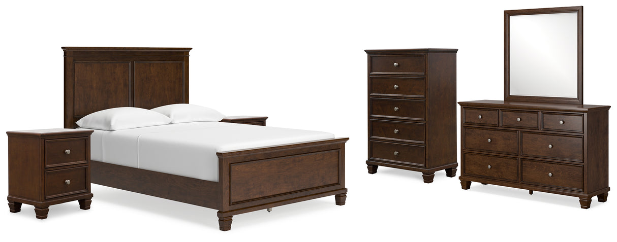 Danabrin Full Panel Bed with Mirrored Dresser, Chest and 2 Nightstands in Brown from Ashley - Luna Furniture