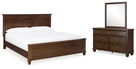 Danabrin King Panel Bed with Mirrored Dresser in Brown - PKG015181