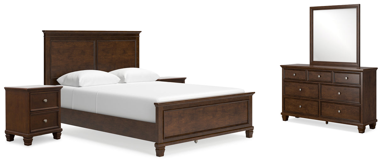 Danabrin Queen Panel Bed with Mirrored Dresser and 2 Nightstands in Brown - PKG015176