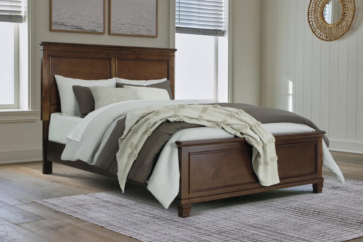 Danabrin Queen Panel Bed with Mirrored Dresser and 2 Nightstands in Brown - PKG015176