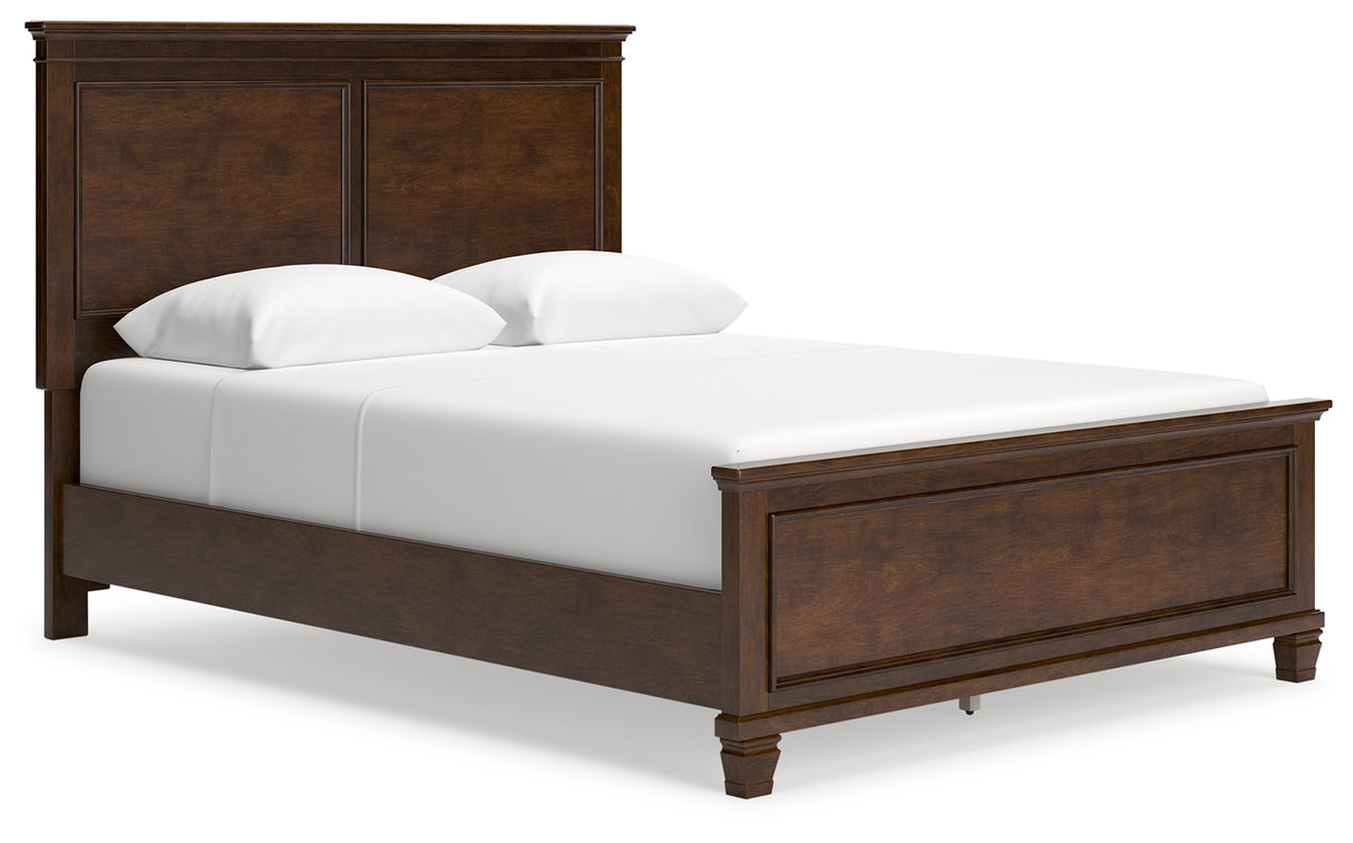 Danabrin Queen Panel Bed with Mirrored Dresser and 2 Nightstands in Brown - PKG015176