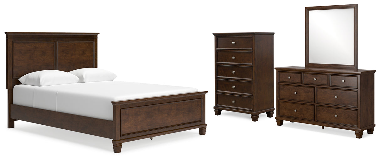 Danabrin Queen Panel Bed with Mirrored Dresser and Chest in Brown from Ashley - Luna Furniture