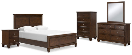 Danabrin Queen Panel Bed with Mirrored Dresser, Chest and Nightstand in Brown from Ashley - Luna Furniture