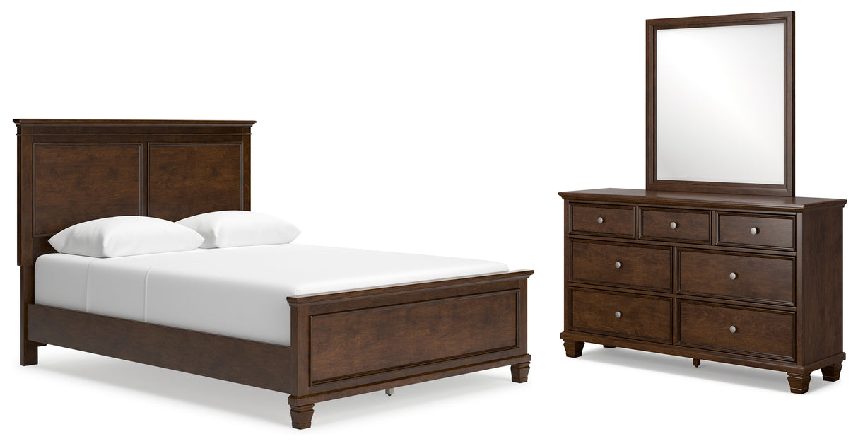 Danabrin Queen Panel Bed with Mirrored Dresser in Brown - PKG015175