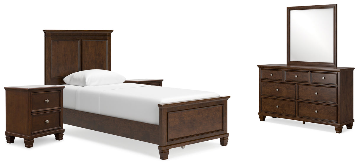 Danabrin Twin Panel Bed with Mirrored Dresser and 2 Nightstands in Brown from Ashley - Luna Furniture