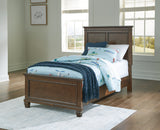 Danabrin Twin Panel Bed with Mirrored Dresser and 2 Nightstands in Brown from Ashley - Luna Furniture