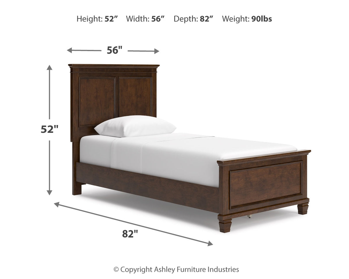 Danabrin Twin Panel Bed with Mirrored Dresser and Chest in Brown from Ashley - Luna Furniture