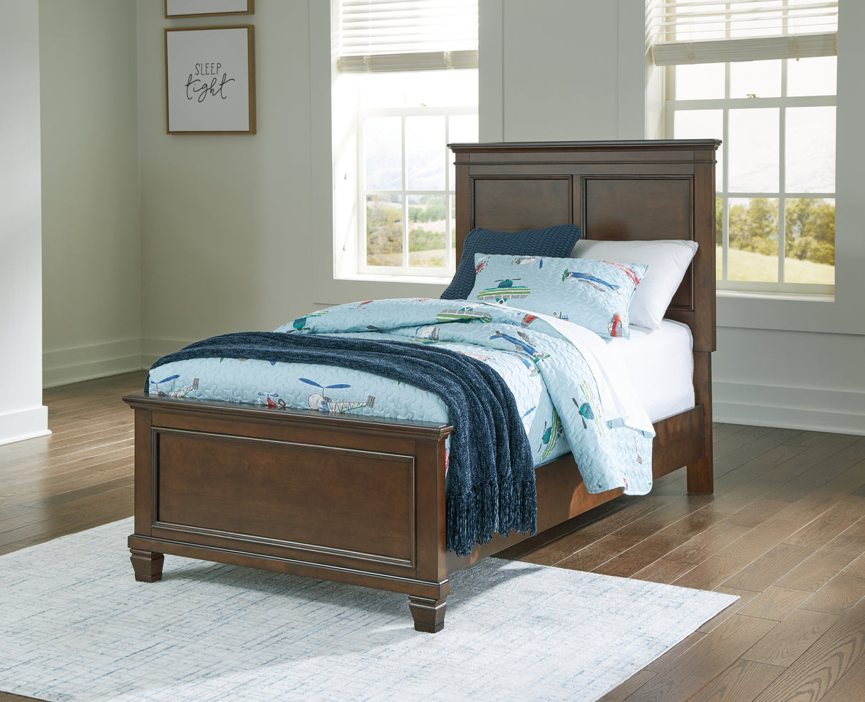 Danabrin Twin Panel Bed with Mirrored Dresser and Chest in Brown from Ashley - Luna Furniture