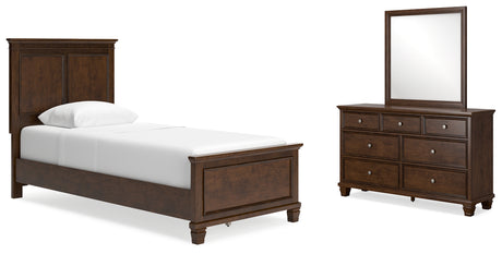 Danabrin Twin Panel Bed with Mirrored Dresser in Brown from Ashley - Luna Furniture