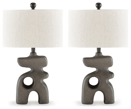 Danacy 2-Piece Table Lamp Set in Distressed Black - PKG016439