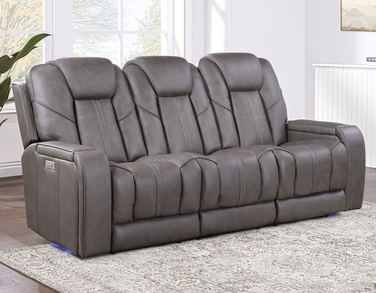 Daniel 3-Piece Triple Power Leather Reclining Home Theater Set from Steve Silver - Luna Furniture