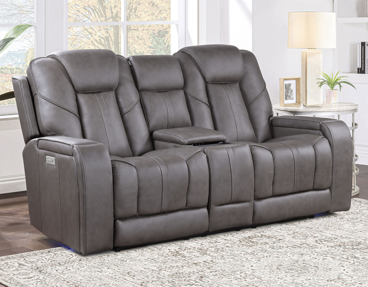 Daniel 3-Piece Triple Power Leather Reclining Home Theater Set from Steve Silver - Luna Furniture