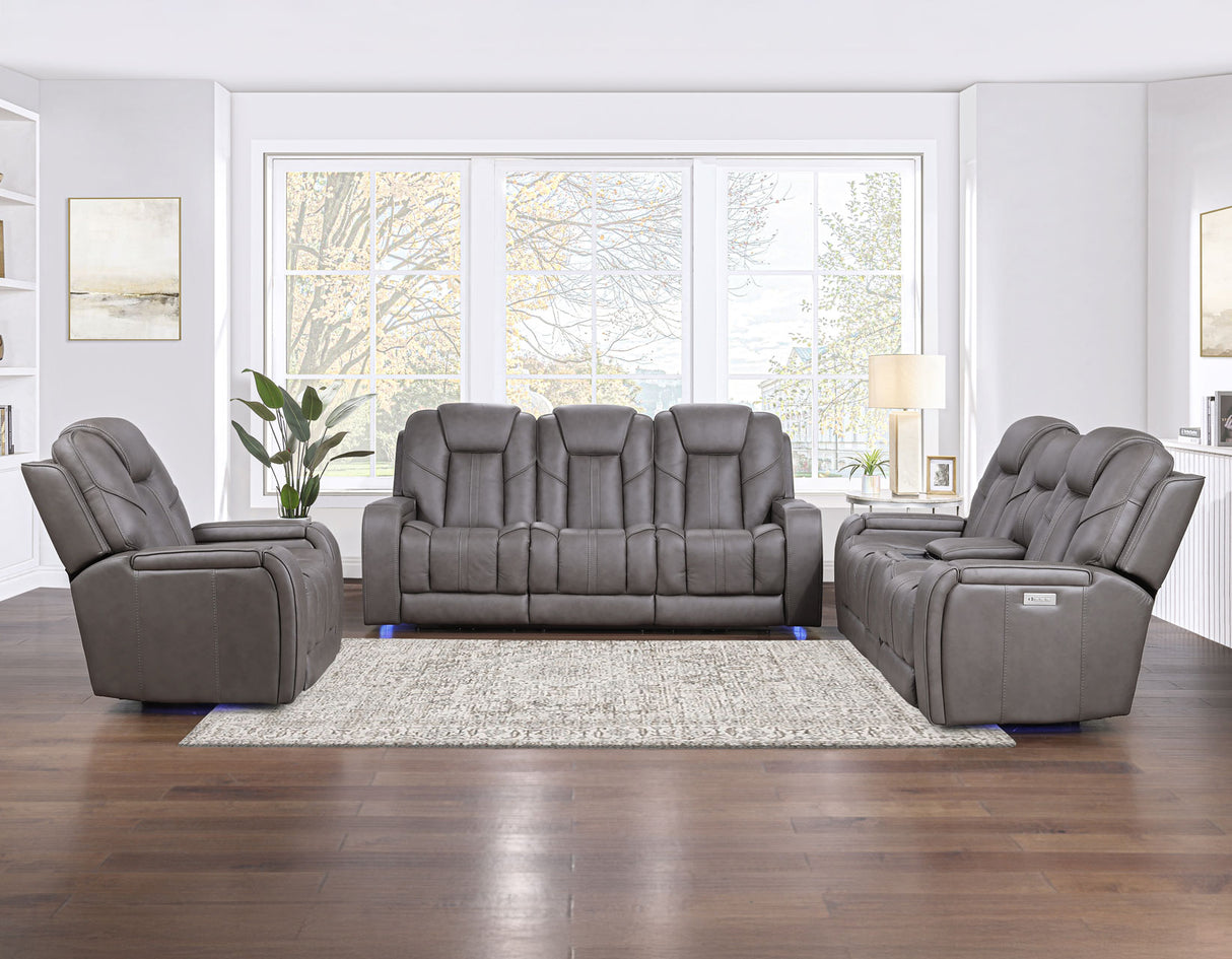 Daniel 3-Piece Triple Power Leather Reclining Home Theater Set from Steve Silver - Luna Furniture