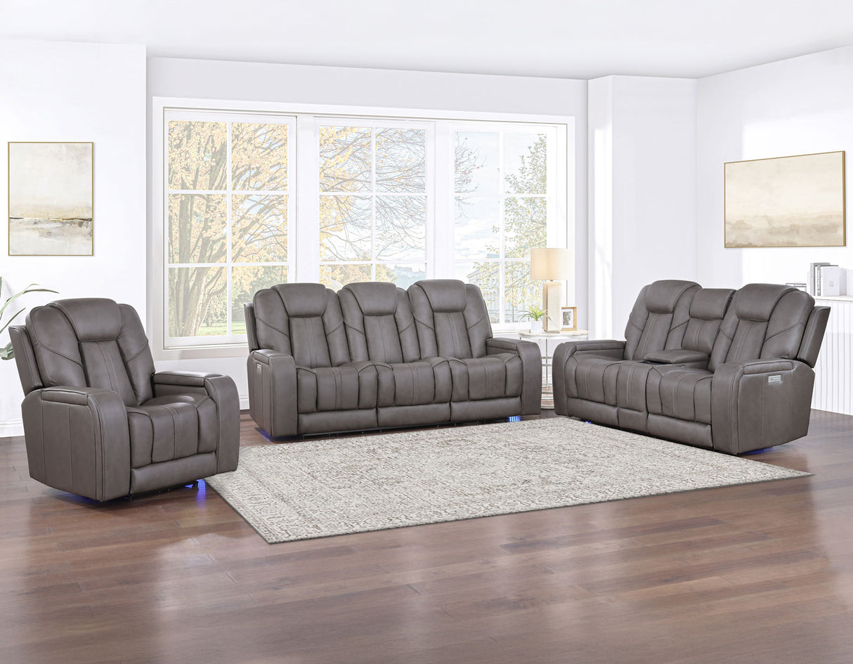 Daniel 3-Piece Triple Power Leather Reclining Home Theater Set from Steve Silver - Luna Furniture