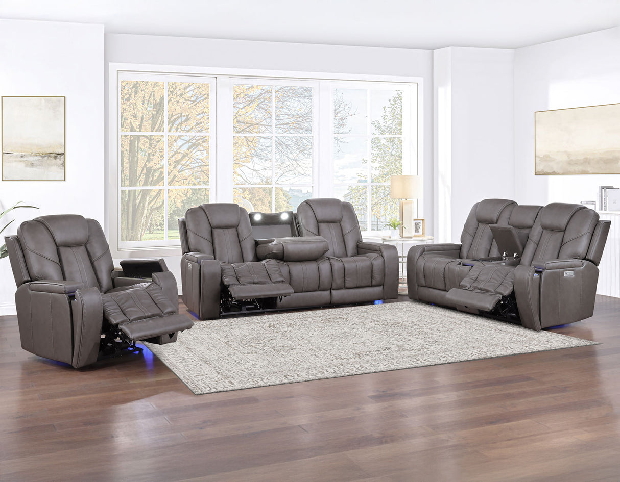 Daniel 3-Piece Triple Power Leather Reclining Home Theater Set from Steve Silver - Luna Furniture