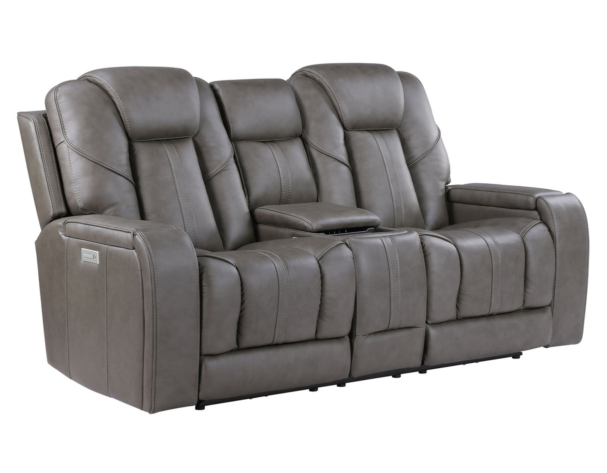 Daniel Triple Power Home Theater Leather Reclining Console Loveseat, Built-in Speakers, Heat and Massage from Steve Silver - Luna Furniture