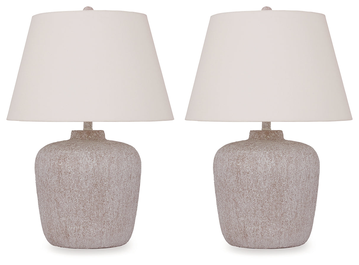 Danry 2-Piece Table Lamp Set in Distressed Cream - PKG016436