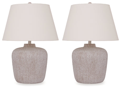 Danry 2-Piece Table Lamp Set in Distressed Cream - PKG016436