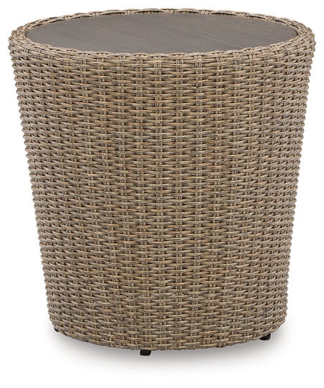 Danson Outdoor Coffee Table with End Table in Beige - PKG014898