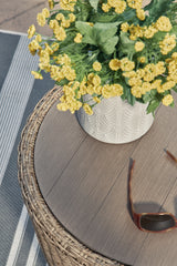 Danson Outdoor Coffee Table with End Table in Beige - PKG014898