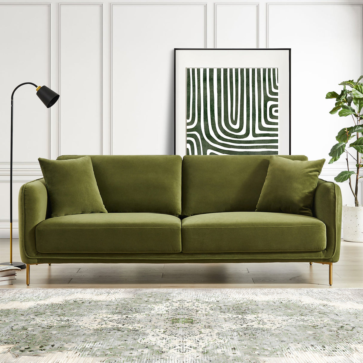 Danton Olive Green Velvet Sofa - SOF02905001