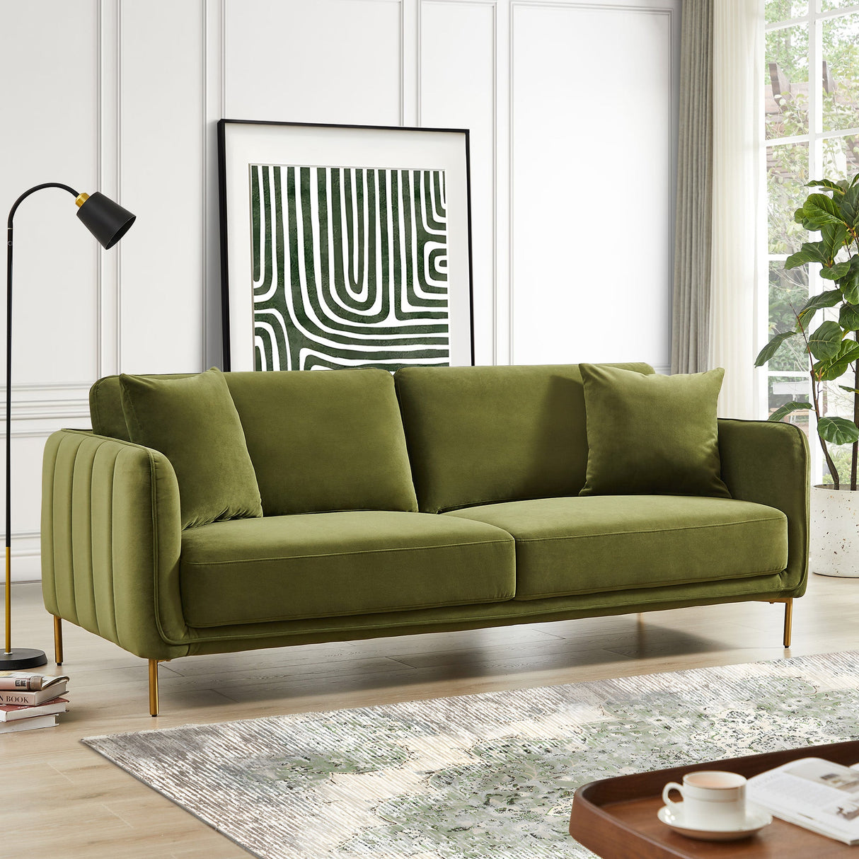 Danton Olive Green Velvet Sofa - SOF02905001