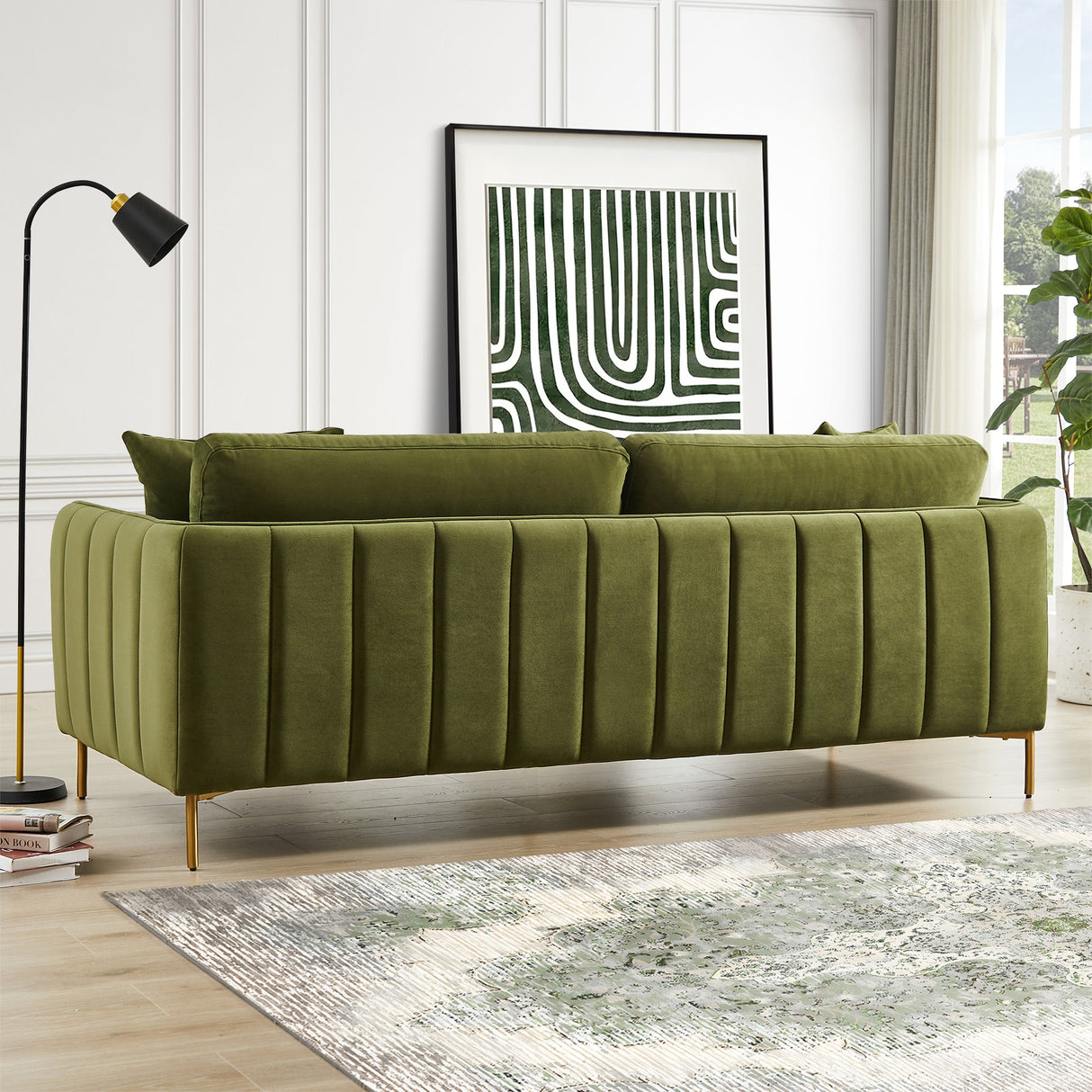 Danton Olive Green Velvet Sofa - SOF02905001