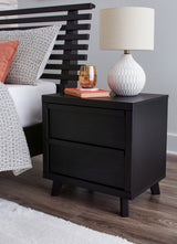 Danziar King Panel Bed with Mirrored Dresser and 2 Nightstands in Black from Ashley - Luna Furniture