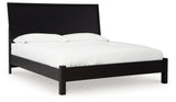 Danziar King Panel Bed with Mirrored Dresser and 2 Nightstands in Black from Ashley - Luna Furniture